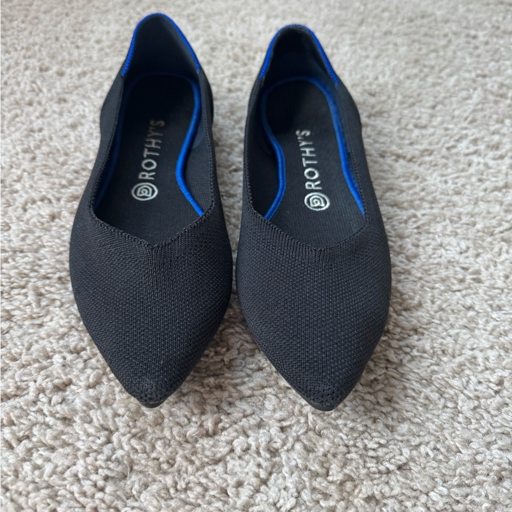Rothy's Point Black Women's Flats 9.5 - Picture 2 of 8